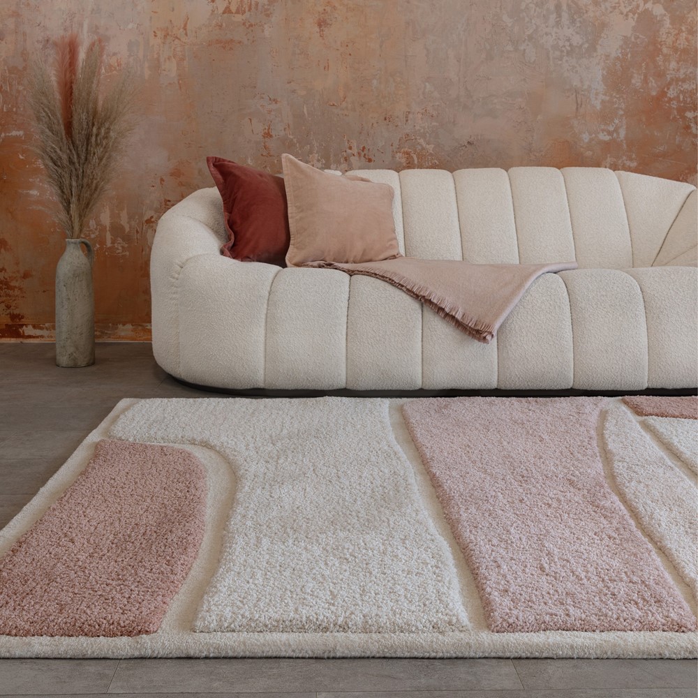 Horizon 1 Modern Geometric Textured Rugs in Clay Natural